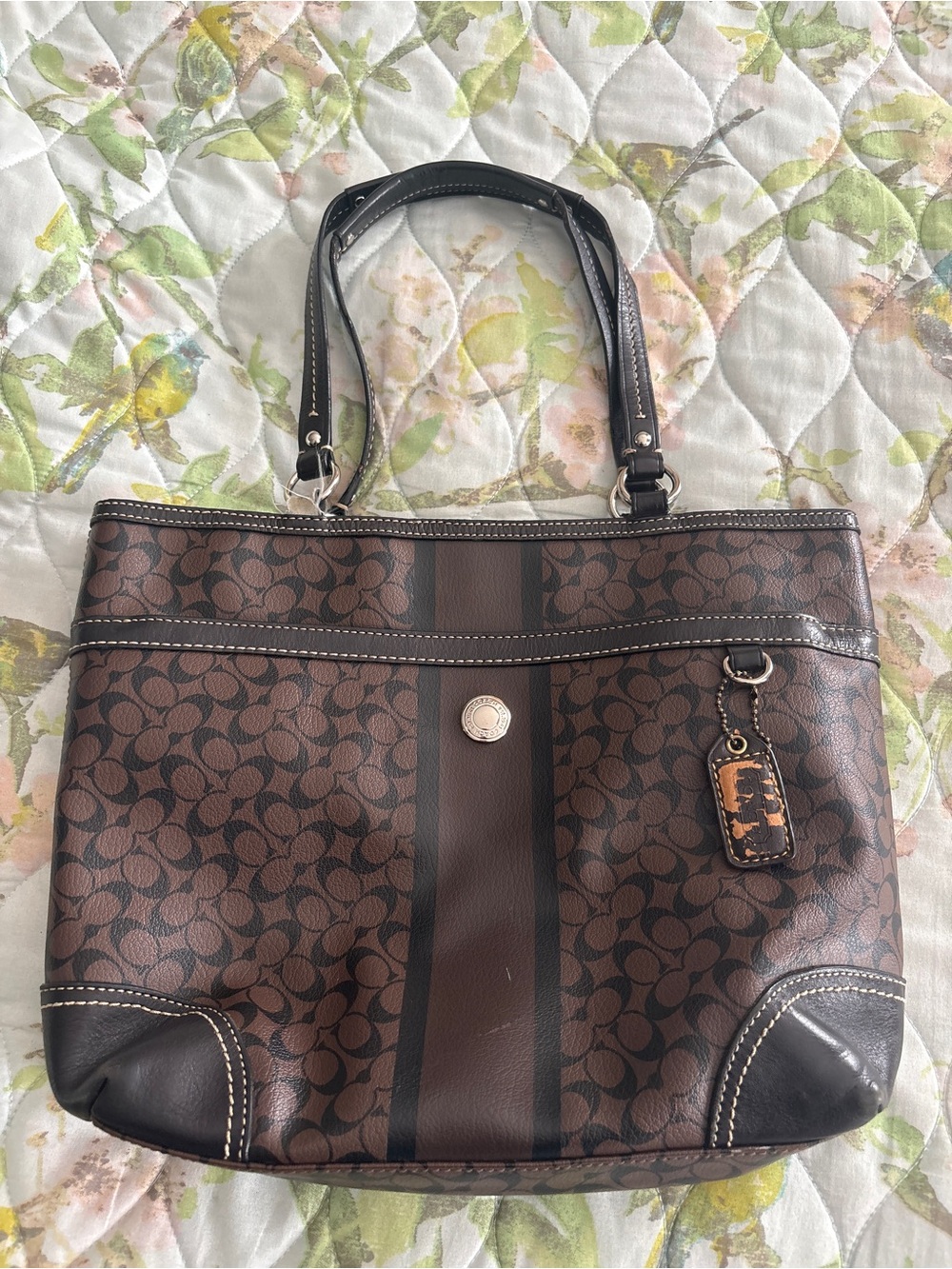 Authentic vintage Coach Chelsea Heritage Stripe Signature Tote Bag (Style F15137